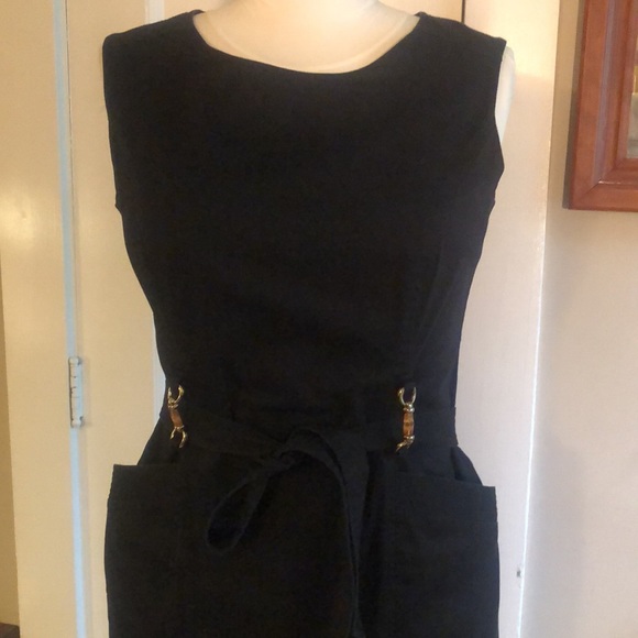 Belted Black Stretch Cotton Sheath size 14 - Picture 5 of 7